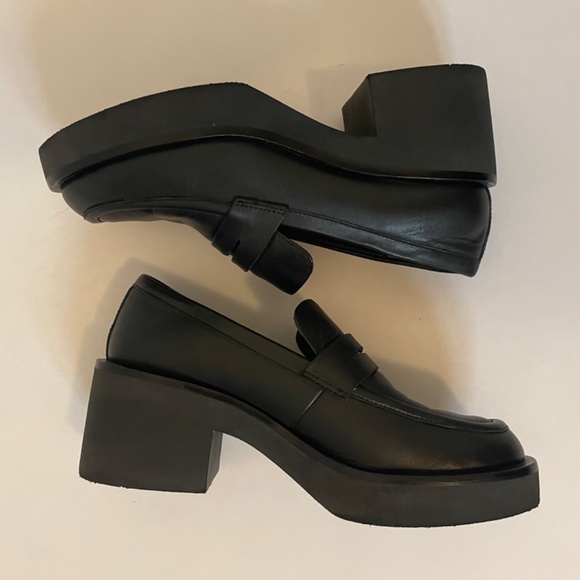 Stuart Weitzman Aiden Rise Platform Lug Sole Black Leather Loafers Women's 6 - Picture 9 of 9